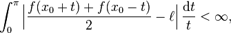 \int_0^ {
\pi}
\Bigl|
\frac {
f (ks_0-+ t) + f (ks_0 - t)}
2 - \el \Bigr|
'\' 