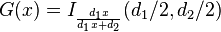  G(x) = I_{frac{d_1 x}{d_1 x + d_2}}(d_1/2, d_2/2) 