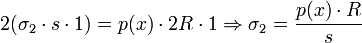 2 (sigma_2 cdot s cdot 1) = p(x) cdot 2R cdot 1 Rightarrow sigma_2 = frac{p(x) cdot R}{s}