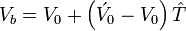     V_b = V_0 + \left (\acute{V}_0 - V_0 \right)\hat{T}  