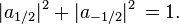 |a_{1/2}|^2 + |a_{-1/2}|^2 \, = 1.