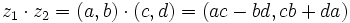 z_1 cdot z_2 = (a,b) cdot (c,d) = (ac-bd,cb+da) ,