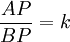 frac{AP}{BP} = k