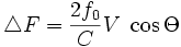 triangle F = frac {2 f_0}{C}  V  cos Theta 