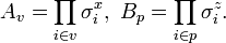 A_v = \prod_ {
mi \in v}
\sigma^ks_i, '\' 