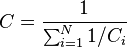 C = \frac{1}{\sum_{i=1}^N 1/C_i}