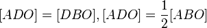 [ADO]=[DBO], [ADO]=\frac{1}{2}[ABO]