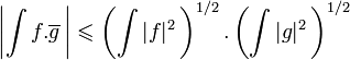 left|int f. overline g, right| leqslant left( int  |f|^2,right)^{1/2}. left( int |g|^2, right)^{1/2}