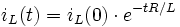 \;\;i_L(t) = i_L(0) \cdot e^{-t R/L}