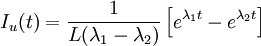 
I_u(t)={1 \over {L(\lambda_1-\lambda_2)}} \left[ e^{\lambda_1 t}-e^{\lambda_2 t} \right]
