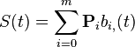 S(t) = \sum_{i=0}^m \mathbf{P}_{i} b_{i,} (t)