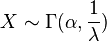 X /sim /Gamma(/alpha, /frac{1}{/lambda})