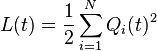 $L(t) = frac{1}{2}sum_{i=1}^NQ_i(t)^2$