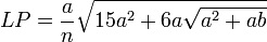 LP = frac{a}{n}sqrt{15a^2+6asqrt{a^2+ab}}