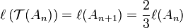 ell left( mathcal{T}(A_n) right) = ell(A_{n+1})   = frac{2}{3} ell (A_n) 