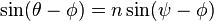 \sin(\theta - \phi) = n \sin(\psi - \phi)