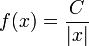 f(x)=\frac{C}{|x|} \,\!