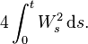  4 \int_0^t W_s^2 \, \mathrm{d}s . 