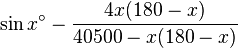 \sin ks^\circ - \frac {
4 x (180-x)}
{
40500 - x (180-x)}