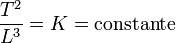 \frac{T^2}{L^3}=K=\text{constante}