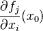 \frac{\partial f_j}{\partial x_i}(x_0)