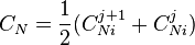 C_N= \frac{1}{2} (C_{Ni}^{j+1} + C_{Ni}^{j})