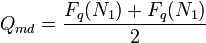   Q_{md} = frac {F_q(N_1) + F_q(N_1)} {2} 