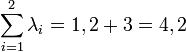 \sum_{i=1}^2 \lambda_i=1,2+3=4,2