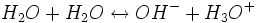 H_{2}O + H_{2}O \leftrightarrow OH^{-} + H_{3}O^{+}