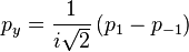 p_y = \frac{1}{i\sqrt{2}} \left( p_1 - p_{-1} \right) 