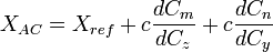 X_ {
AC}
= X_ {
ref.}
+ c {
dC_m\over dC_z}
+ c {
dC_n\over dC_y}