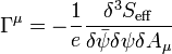 \Gama^\mu = - {
1\over e}
{\delta^3 S_ {
\matrm {
fiki}
}
\over \delta \bar {
\psi}
\delta \psi \delta A_\mu}