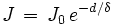 J,=,J_0,e^{-{d/delta}}