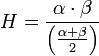 H = \frac {\alpha \cdot \beta} {\left(\frac{\alpha + \beta} {2} \right)}