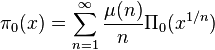 \pi_0(x) = \sum_{n=1}^\infty \frac{\mu(n)}n \Pi_0(x^{1/n})