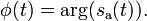 \phi(t) = \mathrm{arg}( s_\mathrm{a}(t) )  .\,