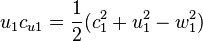 u_1c_{u1}=\frac{1}{2}(c_1^2+u_1^2-w_1^2)