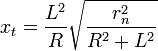ks_t = \frac {
L^2}
{
R}
\sqrt {
\frac {
r_n^2}
{
R^2-+ L^2}
}