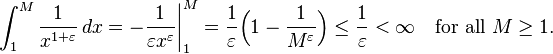 \int_1^M\frac1 {
ks^ {
1+\varepsilon}
}
'\' 