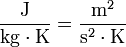 \mathrm{\frac{J}{kg\cdot K}=\frac{m^{2}}{s^{2}\cdot K}}
