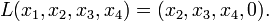  L(x_1,x_2,x_3,x_4) = (x_2,x_3,x_4,0). \, 