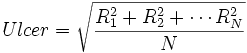  Ulcer = \sqrt { R_1^2 + R_2^2 + \cdots R_N^2 \over N }