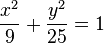 frac{x^2}{9}+frac{y^2}{25}=1