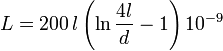 L =200 \, l  \left(\ln\frac{4l}{d}-1\right)10^{-9}