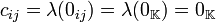 c_{ij}=\lambda(0_{ij})=\lambda(0_{\mathbb{K}})=0_{\mathbb{K}}