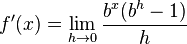 f'(x)=\lim_{h \to 0} \frac{b^x(b^h-1)}{h}