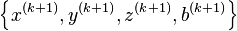 \left \{ x^{(k+1)}, y^{(k+1)}, z^{(k+1)}, b^{(k+1)} \right \} 