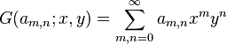 G(a_{m,n};x,y)=\sum_{m,n=0}^{\infty}a_{m,n}x^my^n