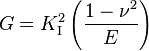  G = K_{\rm I}^2\left(\frac{1-\nu^2}{E}\right) 