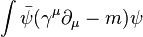  \int \bar\psi(\gamma^\mu \partial_{\mu} - m ) \psi 